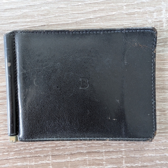 BALLY Black Leather Bifold Wallet Billfold Embossed Mens Made In Italy - Picture 1 of 8